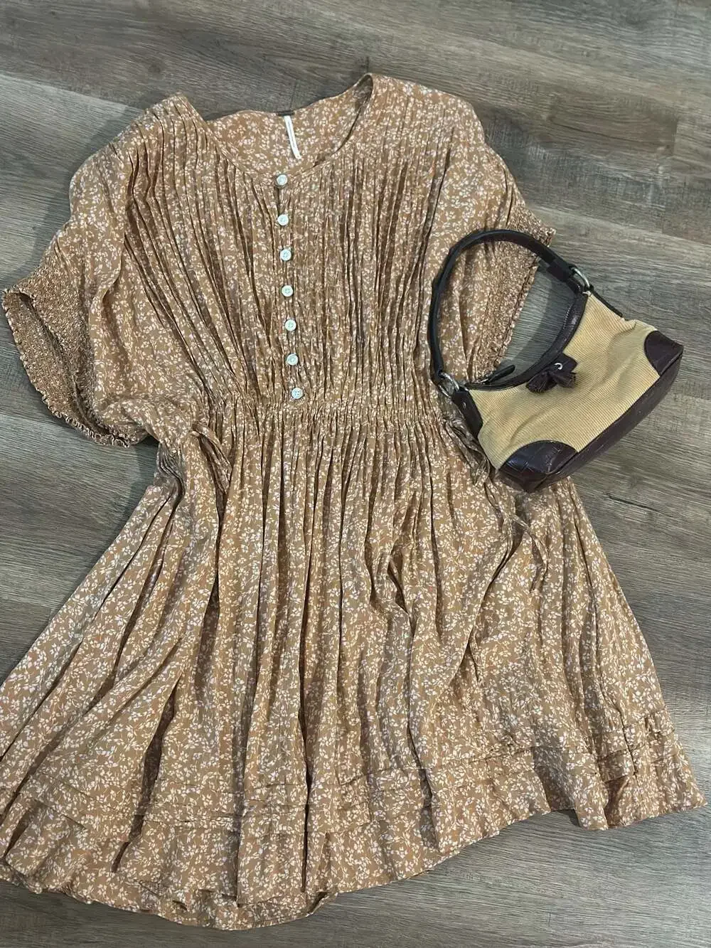 Free People Floral Button-Front Mini Dress Size M - Picture 6 of 6